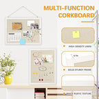 DOLLAR BOSS Bulletin Boards with Linen 2-Pack 16''X 12'' Cork Board for Walls Wood Framed Bulletin Boards, Small Pin Board for Home Kitchen Office Decorative Hanging 20 Pushpins