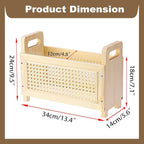 BTSKY Wooden Magazine Rack with Built-in-Handle, Desktop Magazine Holder Modern Rattan Hollow-out Design Mail Organizer, Assembly File Holder Letter Holder Floor Rack for Home & Office, Natural