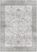 Lessymo Bedroom Rug 5x7 Area Rug for Living Room, Soft Non Slip Washable Rug for Dinning Nursery Farmhouse Office, Boho Carpet Kids & Pets Friendly, Vintage Floral Neutral Decor, Taupe Grey