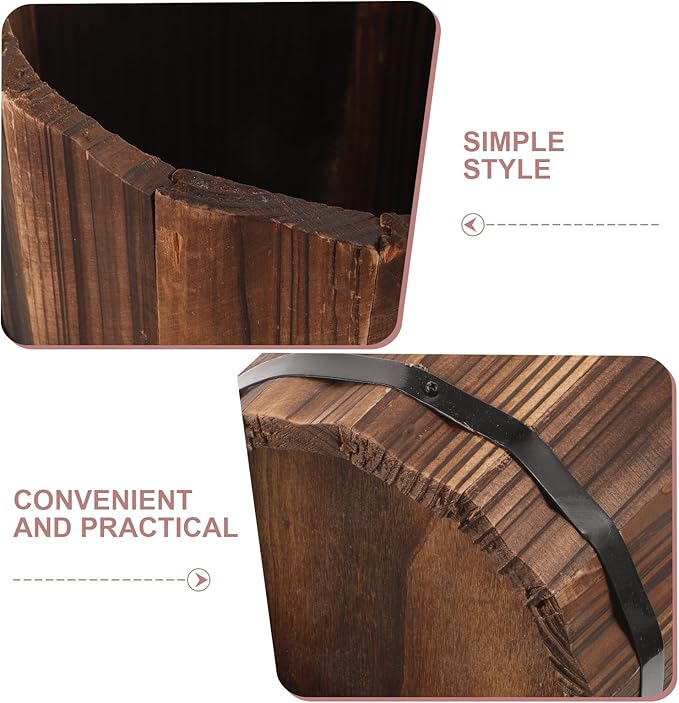 Luxshiny Umbrella Bucket 16.53X8.26X8.26In Wooden Umbrella Stand Entryway Organizer Freestanding Holder for Canes Walking Sticks and Outdoor Umbrellas