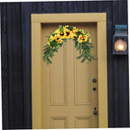 Artificial Sunflower Wreath Swag Decorative Fake Flower Garland for Front Door Wall Hanging Floral Decor for Home Wedding and Special Occasions