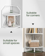 CHOEZON 5-Tier Corner Shelf, Industrial Corner Bookshelf, 59.4" Corner Storage Stand, Plant Stand Display Shelf, Corner Bookcase for Bedroom, Living Room, Home Office, White TCJ10WB
