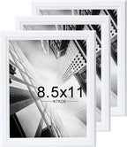 KTKDE 8.5x11 Picture Frame Set of 3,Certificate Frame White with Clear Plexiglass, 8.5 by 11 Picture Diploma Document Degree Frames for Wall and Tabletop,best gift