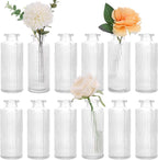 Small Bud Vases Set of 12, Glass Bud Vase in Bulk, Mini Flower Vase for Centerpiece, Vintage Decorative Vase for Flowers, Wedding, Home Decor, Housewarming Gift (Clear)