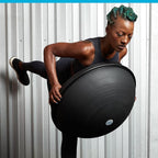 Bosu Balance Ball Exercise Trainer, Home Gym Equipment w/ Guided Workouts & Pump, 26", Blue - Inflatable Fitness Platform for Strength Training, Standing, Balancing, and Core Workout