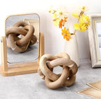 Yalikop 3 Link Wood Knot Decor Rustic Home Décor Accents Hand Carved Coffee Table Decoration, Boho Chain Link Decoration, Modern Shelf, Rustic Objects for Home Living Room Bedroom(Acacia Wood)