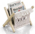 Woven Magazine Rack & Boho Basket Foldable Living Room & Bedroom Storage & Decor 2-in-1
