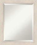 Amanti Art White Wall Mirror 23x19 Hardwood White Wash Narrow Rectangle Bathroom Mirror for Wall Decor Living Room, Small Country Rustic Wood Frame, Hangs Horizonally and Vertically, Bathroom Decor,