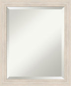 Amanti Art White Wall Mirror 23x19 Hardwood White Wash Narrow Rectangle Bathroom Mirror for Wall Decor Living Room, Small Country Rustic Wood Frame, Hangs Horizonally and Vertically, Bathroom Decor,