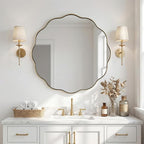 ANDY STAR Brushed Gold Round Wall Mirror 36 Inch, Brass Round Bathroom Mirrors for Over Sink, Anti-Rust Brass Circle Frame for Bathroom, Entryway