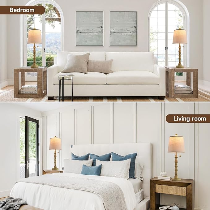Terpsichore Lamps Set of 2 Modern Farmhouse Table Lamp Bedside Reading Lamps Living Room End Tables Set Lamps for Night Stands Bedroom Night Lamp,High 26.25 Inch, (Sepia, High 26.25 inches)