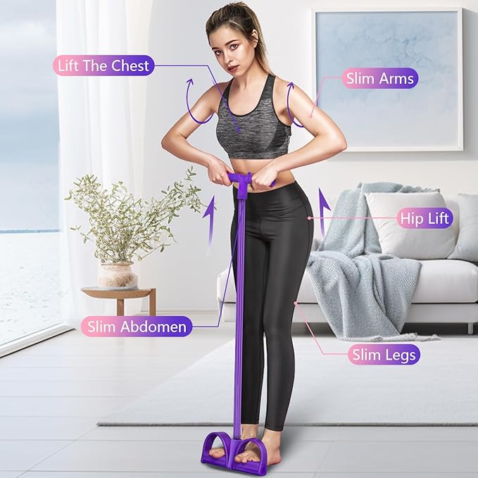 21 Fitness Resistance Bands-4 Tube Pedal Ankle Puller,Upgraded Stretch Bands for Exercise Sit Up Exercise Equipment,Multifunction Tension Rope,Foot Pedal Resistance Bands for Women Men