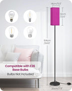 Floor Lamp, Pole Lamp with Foot Switch, Modern Standing Lampshade, Minimalist Freestanding Lamp (Bulb Not Included), for Living Room, Bedroom ETL Listed, Pink Purple and Black Z07LD05