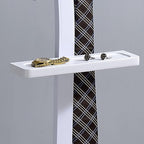 Kings Brand Furniture Henry Men’s Suit Valet Stand – Freestanding Clothes Valet Rack with Jacket Hanger, Pants Bar, Tie Holder & Storage Shelf – Modern Bedroom Garment Organizer (White)