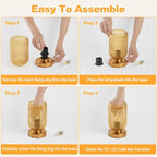 LightRound Table Lamp for Bedroom, Cordless Small Bedside Lamp, Touch Dimmable Rechargeable Lamp Battery Operated with Amber Glass Shades for Night Stands, Living Room, Desk, Bulb Included