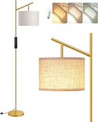 EDISHINE 64.7IN Modern Floor Lamps for Living Room, Dimmable Arc Floor Lamp with Remote, 5CCT & Foot Pedal Switch, Minimalist for Bedroom, Bulb Included, Gold