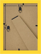 Vittanly 5x7 Picture Frames Set of 9, Shatter Resistant Plexiglass, Display 4x6 Pictures with Mat or 5x7 without Mat, Photo Frames for Wall or Tabletop, Engineered Wood, Yellow