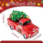 Rileryan Christmas Village Vintage Red Truck Decor Figurines for Mini Christmas Village Town Accessories Pieces Cars Vehicles Sets Decorations Home Indoor Decor Gift