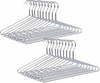 Amber Home 30 Pack Heavy Duty Metal Shirt Coat Hangers, Stainless Steel Clothes Hanger with Polished Chrome, 17 Inch Silver Metal Wire Hanger