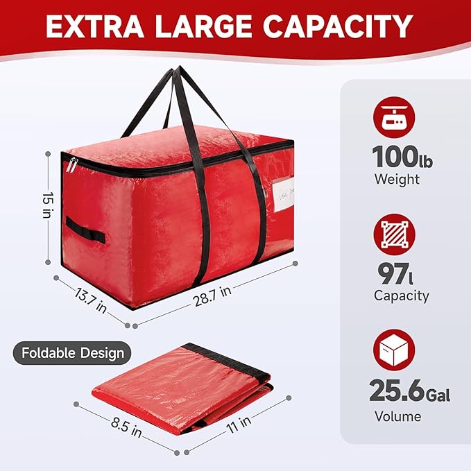 CONGREGATE 8-Pack Heavy Duty Red Moving Bags with Zippers and Handles, Heavy Duty Storage Handbags for Space Saving, Made of PE, 97 Liters/25.6 Gallons (28.7 Inch x 13.7 Inch x 15 Inch)