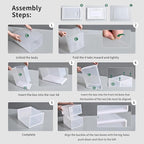 X-Large Plastic Clear Shoe Storage Boxes Stackable 12 Pack Fit Size 11, Shoe Rack & Holder Substitute, Sneaker Containers, Toy Storage Organizer for Entryway, Closet, Under Bed (White)