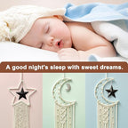 Macrame Moon Star Dream Catcher Decor for Girl, Boho Crescent Dreamcatcher Bohemian Wall Hanging Dream Catcher with Star Pendant for Home Bedroom Craft Decoration(3pcs)