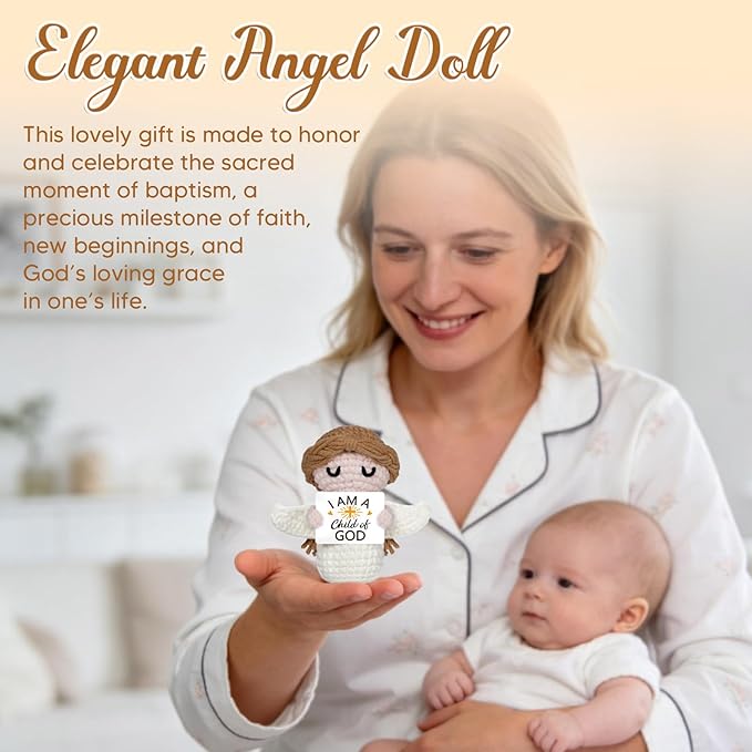 Baptism Gifts for Girl,Boy,Baby - I Am a Child of God Crochet Angel Doll- Religious Christian Gifts for Women,Men,Kids, Confirmation Gift for Teen Girls, First Communion Gift