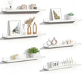 upsimples Floating Shelves for Wall, 23.6 Inch Shelves for Decor Storage Set of 6, Wall Mounted Wood Shelf for Bedroom, Living Room, Bathroom, Kitchen, Long Picture Ledge Shelves, White