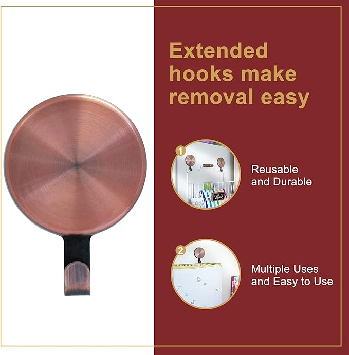 Haute Decor Attract Magnetic Wreath Hanger (Copper) - Set of 2 Magnets - for 2 Metal Doors/Surfaces or 1 Single-Pane Glass Door/Window - Holds up to 10 lbs.