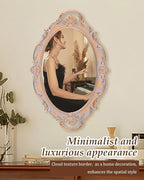 XPXKJ Vintage Gold Mirror Tray Vanity Tray for Dresser Perfume Storage Decorative Mirrored Glass Tray Coquette Room Decor, Bedroom, Bathroom Oval Antique Serving Makeup Organizer