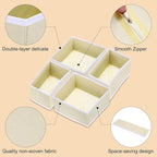 uxcell 1 Set Foldable Cloth Storage Box, 12 Slots Fabric Socks Underwear Drawer Dividers Organizers Baskets Bins for Clothes Socks Scarves Ties, Beige