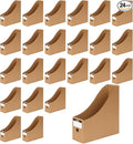 24 Pcs Cardboard Magazine File Holders, Bulk Kraft Paper Magazine Book Bin Box with Label Sticker, Paper Organizer Storage Folder for School Classroom Office Library Home Supplies Desk Shelve