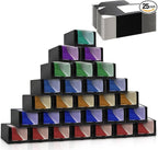 Peohud 25 Pack Black Gift Boxes with Window for Hat, Paper Hat Display Case, Fold Storage Containter Packing Boxes for Baseball Caps, Snapbacks, Trucker Cap, 7.8" x 7.8" x 4.8"