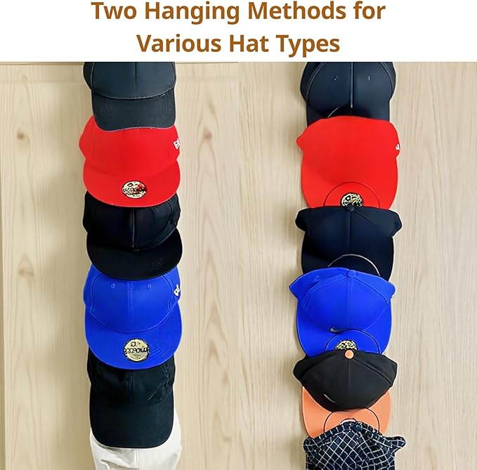 LINFIDITE 15 Pack Hat Rack Hanger Holder Organizer Closet Hanging Baseball Cap Display Storage Rack for Scarves Handbags Towels Clothes Ties Over Door Wall Mounted w Hanging Hook Black