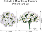 Faux Bougainvillea Artificial Flowers Plants for Outdoors, 4 Bundles Spring Fake Outdoor Flowers Silk Bougainvillea for Outside UV Resistant Realistic for Porch Patio Window Planter Garden Home, White