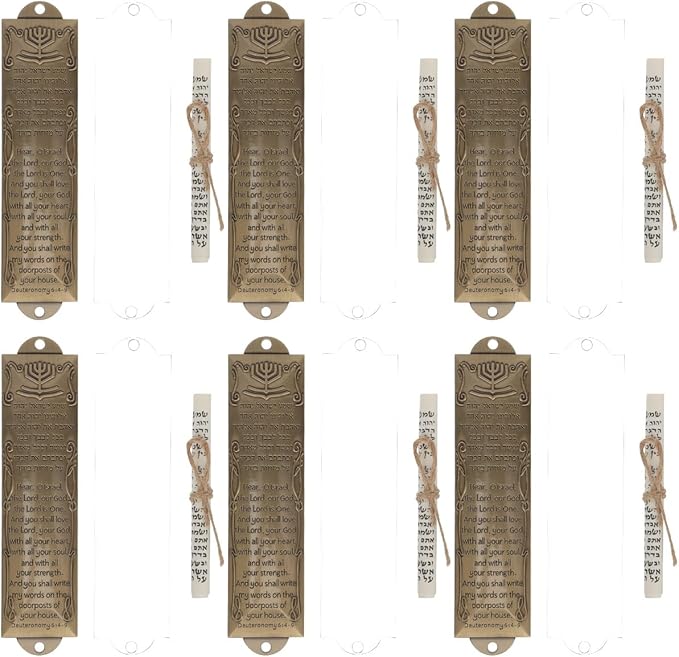 Garneck 6 Sets Mezuzah for Door: Vintage Religious Mezuzah with Holy Scroll and Case Metal Shema Scroll Holder for Jewish Home Entrance Door Frame Mitzvah Gift for Housewarming