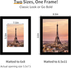 8.5x11 Picture Frame 3 Pack - Black Poster Frame Display Pictures 6x8 with Mat or 8.5 x 11 Without Mat for Wall Hanging Horizontal and Vertical