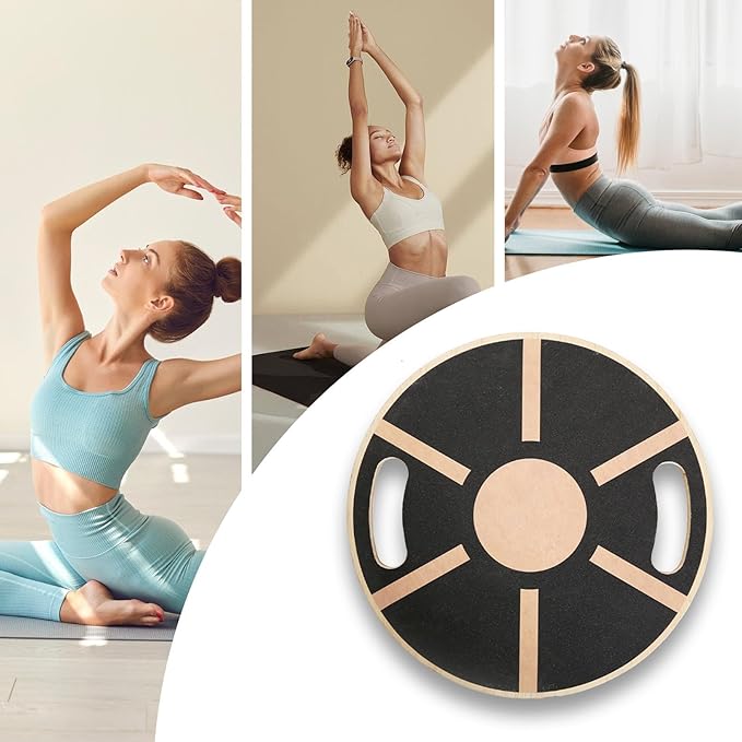 Wobble Board,360 Degree Rotation Balance Board Adults | Non-slip Wood Trainer for Enhances Stability Training Fitness Ankle Calf Waist Full Body Exercises Planks