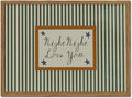 Vintage Night Night Love You Wall Art Mid Century Striped Nursery Bed Wall Decor Picture, Kids Good Old Days Poster Canvas Print Artwork for Child Bedroom Living Room16x24 inch Wood Framed