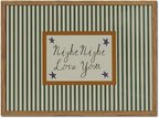 Vintage Night Night Love You Wall Art Mid Century Striped Nursery Bed Wall Decor Picture, Kids Good Old Days Poster Canvas Print Artwork for Child Bedroom Living Room12x16 inch Wood Framed
