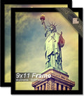 100% Solid Wood 9x11 Picture Frame Set of 2, Black Frame for 9 x 11 Inch Picture Poster Photo, Light Weight 9 by 11 HQ Matte Black Frame for Wall - 2 Pack/Black/9"x11"