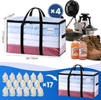 TAILI Extra Large Moving Bags, 4 Pack Clear Heavy Duty Totes For Storage with Visible Window, Wrap Around Handles, Storage Bags for Space Saving, Alternative to Moving Boxes