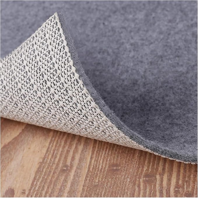 Non Slip Rug Pad Grippers - Round 4x4 Ft, 1/8" Thick, (Felt + Rubber) Double Layers Area Carpet Mat Tap, Provides Protection and Cushioning for Hardwood or Tile Floors