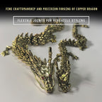 LIYAOLI 3D Articulated Chinese Dragon Statue Metal Copper Dragon 9 Inch Luck Dragon for Home Office Desk Decoration