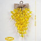 Forsythia Teardrop Swag 18 Inch, 2Pcs Artificial Spring Summer Floral Swags, Flower Hanging Swag for Window Wall Wedding Party Home Decor (Yellow)