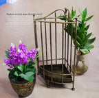 Corner Metal Umbrella Rack, Small Space Sector Umbrella Holder for Walking Sticks Canes Cue, Entryway Decor Umbrella Storage Stand w/Drip Tray (Color : Bronze)