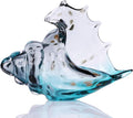 DOVDOV Hand Blown Glass Conch Statue, Gray Glass Art Figurine, Conch Shell Coastal Home Decor, Living Room TV Stand and Bookcase Decor, Bathroom Shelf top and Cabinet Decor.