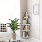 TUTOTAK Corner Shelf with LED Light, 5-Tier Corner Bookshelf for Small Space, Narrow Display Corner Shelf Stand with Storage Rack, for Living Room, Bedroom, White BS05BW005L