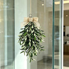 22" Artificial Olive Branch Swag, 1-Pack Realistic Greenery Swag with Olive Fruit/Green Leaves/Artificial Flowers, Seasonal Olive Branch Wreath for Front Door, Indoor & Outdoor Decor