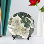 Green And White Chinoiserie Floral Ceramic Decorative Plate for Display Festival Farmhouse Supplies Kitchen Art Decoration Holiday Party Decorations Customize Gifts for Men Women Anniversary